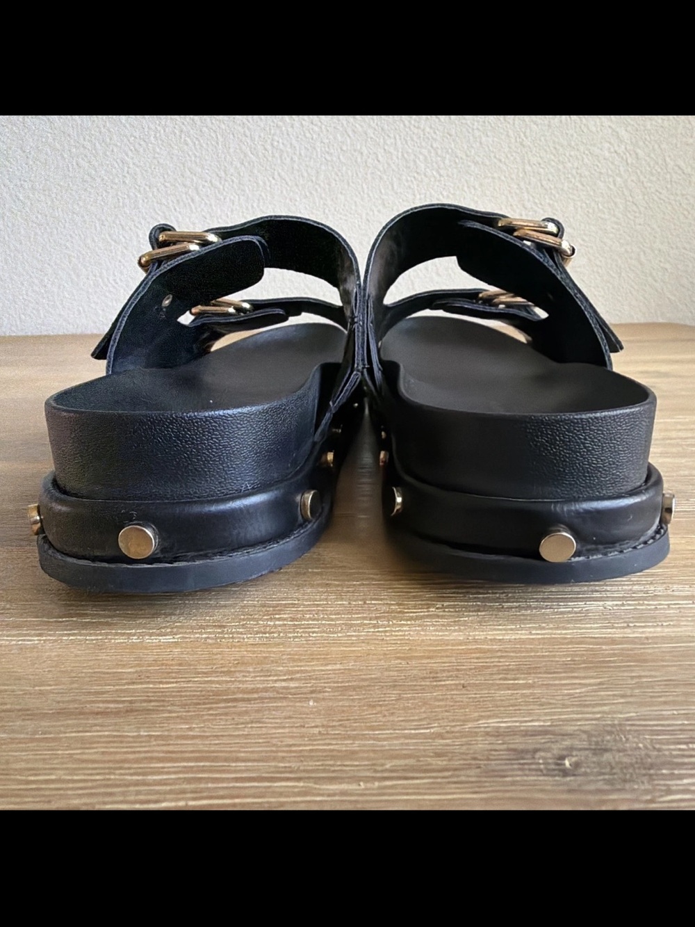 BCBG Platform Sandals  Generation Bamba Women's Size 9.5 Black with Gold Studs - Picture 10 of 12